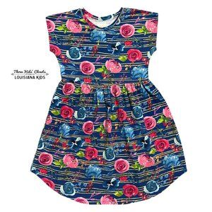 Upper Looper 7Y Handmade Striped Rose Floral Dress